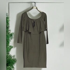 NWT- Fashion Nova- Off On My Own Dress - Olive Size L